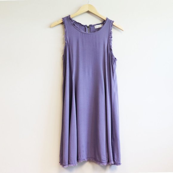 Altar'd State Purple Raw Fringe Hem Tunic Dress M - Picture 1 of 16